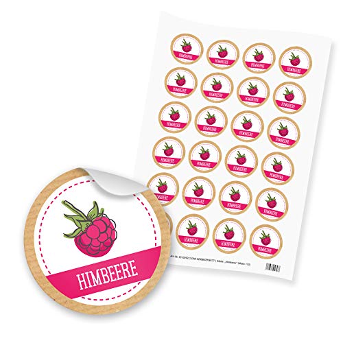 itenga 24x Sticker Aufkleber Himbeere Marmelade Konfitüre Likör Etikett für Einmachgläser Weckgläser von itenga