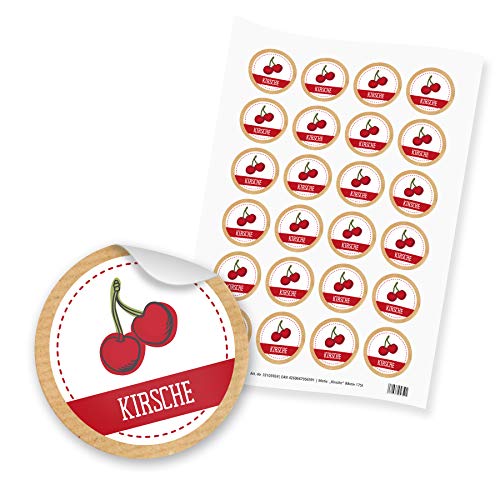 itenga 24x Sticker Aufkleber Kirsche Marmelade Konfitüre Likör Etikett für Einmachgläser Weckgläser von itenga