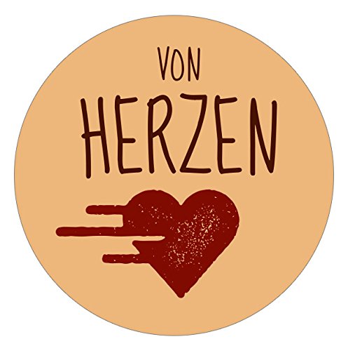 itenga 24x Sticker Von HERZEN (Motiv 14) 4cm Geschenk Aufkleber runde Spruch Etiketten von itenga