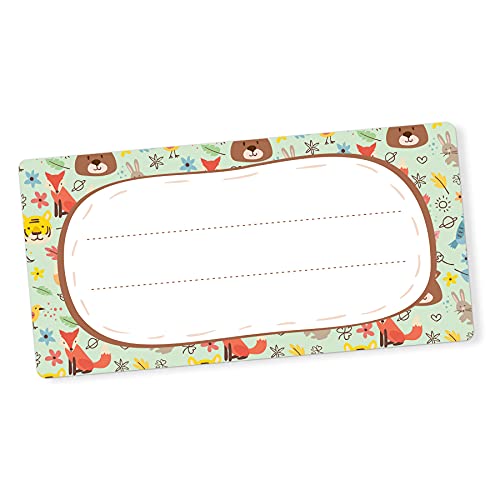 itenga 40x Buchetiketten Heftetiketten 9x4,5cm I Schulheft Etiketten I Namensschild beschreibbar selbstklebend Aufkleber aus Haftpapier (Waldtiere) von itenga