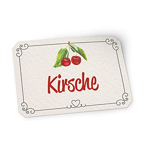 itenga 50x Marmeladen Etikett Kirsche Aufkleber Sticker Landhausstil hell selbstklebend für Marmelade Einmachgläser Geschenke - hochwertiges Papier - 4,5x3cm von itenga