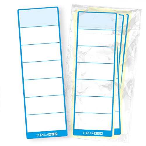 itenga 50x Ordneretiketten Ordnerrückenschild für breite Ordner I Aufkleber für Ordnerrücken selbstklebend aus Haftpapier 6x19cm (blau) von itenga