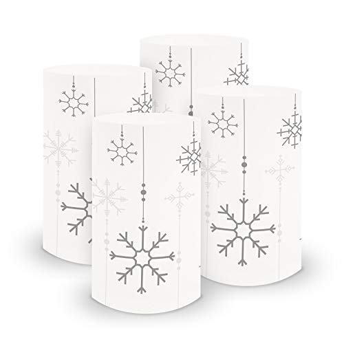 itenga 6X Windlicht Tischlicht aus Folie I Weihnachten Weihnachtsmotive I 6cm Durchmesser 10cm hoch I geeignet für Teelichter oder LED-Kerzen (Motiv Schneeflocken) von itenga