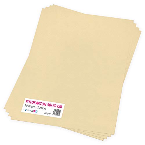 itenga Fotokarton 10 Blatt 50 x 70 cm 300 g/qm - Tonpapier Tonkarton Druckerpapier Bastelpapier Bogen durchgefärbt zum kreativen Gestalten und Basteln (Chamois) von itenga