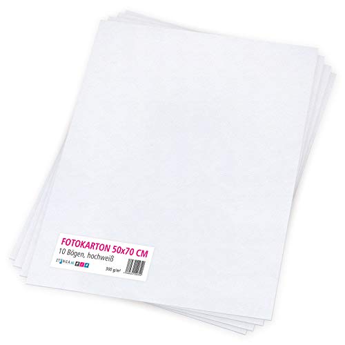 itenga Fotokarton 10 Blatt 50 x 70 cm 300 g/qm - Tonpapier Tonkarton Druckerpapier Bastelpapier Bogen durchgefärbt zum kreativen Gestalten und Basteln (Hochweiß) von itenga