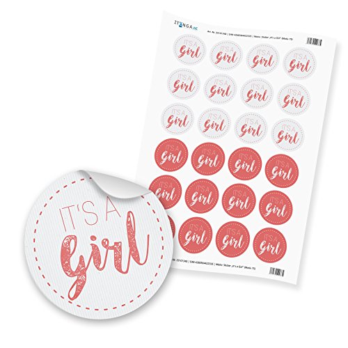 itenga Motiv It's a Girl Altrosa für Mädchen Gast Geschenk Geburt Taufe 1. Geburtstag (24 Motivsticker) von itenga