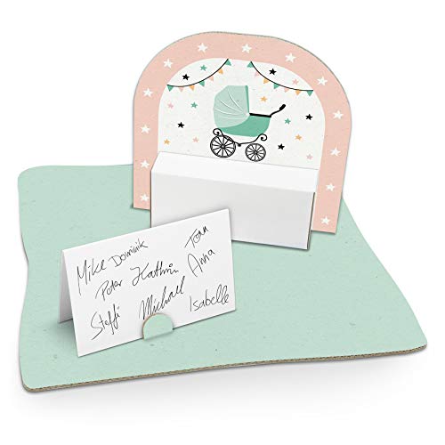 itenga Motiv Kinderwagen Vintage Rosa Mint Türkis Pastell für Mädchen Gast Geschenk Geburt Taufe 1. Geburtstag (Geldgeschenkverpackung) von itenga