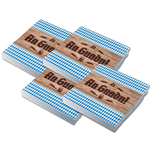 itenga Servietten bayrisch blau weiß Schee dass'd do bist/An Guadn 30 x 30cm 3-lagig 80 Stück für Oktoberfest Grillfeste und andere Feiern von itenga