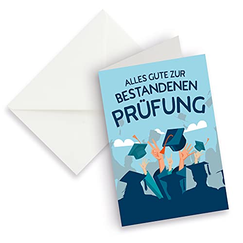 itenga XXL Klappkarte DIN A4 Alles Gute zur Prüfung und XXL Briefumschlag - Grußkarte Glückwunschkarte zur Prüfung von itenga