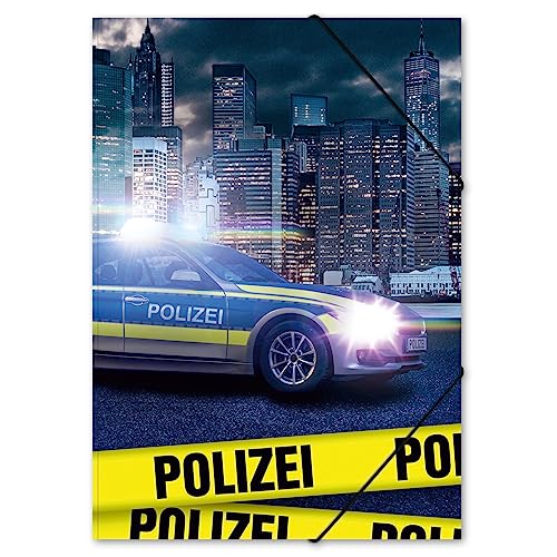 itenga Zeichenmappe DIN A3 mit Motiv - Gummizugmappe Sammelmappe - für Kinder Jugendliche Schüler Mädchen Jungen (Polizei - A3) von itenga