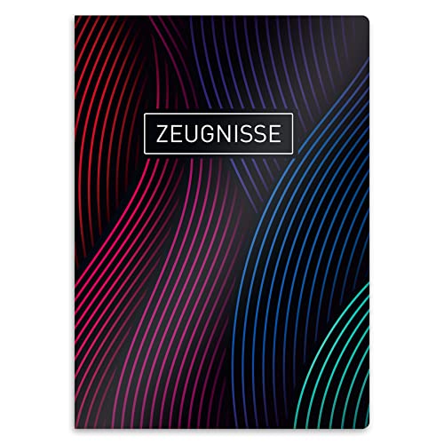 itenga Zeugnismappe mit Motiv DIN A4 stabile Dokumentenmappe Sichtbuch für Zeugnisse - 20 stabile Hüllen - für Kinder Jugendliche Schüler Mädchen Jungen (Motiv wellige Linien) von itenga