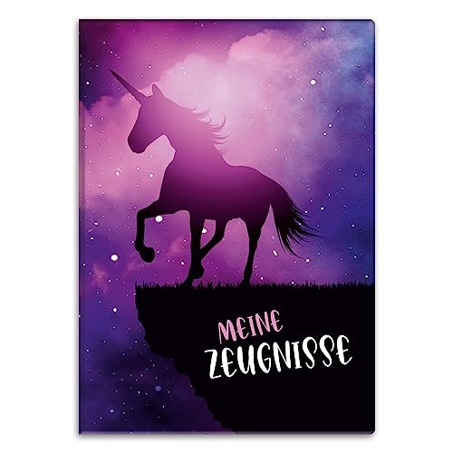 itenga Zeugnismappemit Motiv DIN A4 Dokumentenmappe Zeugnisse - für Kinder Jugendliche Schüler Mädchen (magisches Einhorn) von itenga