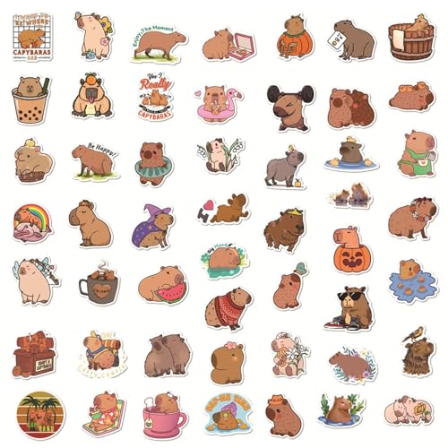 itrimaka Capybara-Aufkleber, Wasserflaschen-Aufkleber, Tieraufkleber, PVC, bunt, wiederverwendbar, dekorative Graffiti-Kunst-Aufkleber für Notebooks, Skateboards, Wasserflaschen von itrimaka