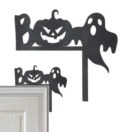 itrimaka Halloween-Tür-Eckation, Halloween-Tür-Topper-ationen | Gruseliges Türschild aus Holz | Halloween Türecke Spinnenschild Silhouette Kürbisschild für Außenwand von itrimaka