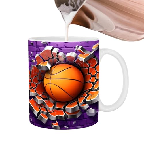 itrimaka Kugel-Keramiktasse,Loch in einer Wandtasse,Tragbarer Ballbecher mit flachem 3D-Effekt | Keramik-Teetasse, lebendige Farben, Keramiktasse für Kaffee, Tee, heiße Schokolade von itrimaka