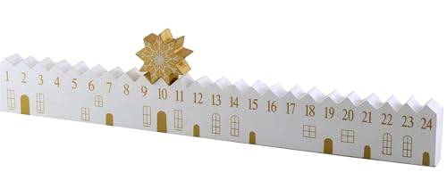 Holz Adventskalender Stadt mit goldenem Stern L: 40cm - Adventsdeko, Weihnachten Deko, Advent von itsisa