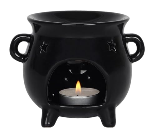 itsisa Gothic Hexenkessel mit Sternmotiv als Halloween Ölbrenner und Wachswärmer - Verdunster, Duftlampe, Aromalampe für Duftöl und Duftwachs, Deko von itsisa