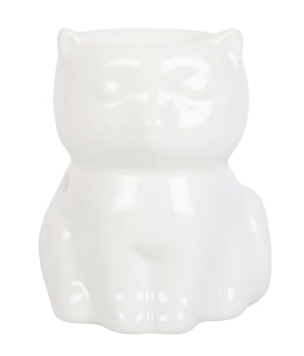 itsisa Ölbrenner Duftlampe Katze, Weiss - Katzen Wachswärmer, Verdunster, Duftlampe, Aromalampe für Duftöl und Duftwachs, Deko von itsisa