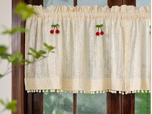 izielad Gänseblümchen Scheibengardine Landhaus Kurz Bistrogardine Bistrovorhang Country Elegant Kurzgardine Kleine Vorhang Küchenvorhang Küchegardine mit Quaste Kirsche DIY BxH 140x50cm izielad Gänseblümchen Scheibengardine Landhaus Kurz Bistrogardine Bistrovorhang Country Elegant Kurzgardine Kleine Vorhang Küchenvorhang Küchegardine mit Quaste Kirsche DIY BxH 140x50cm von izielad