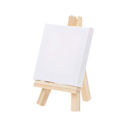 jackyee Mini-Bilderrahmen Staffelei-Set aus Mini-Leinwand und Naturholz Staffelei Set für Kunst Malerei Handwerk Hochzeit, Wood Color + White, 7x12 Easel + 7x7 Picture Frame von jackyee