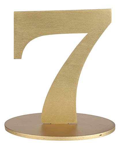 jakopabra Holz-Zahl Gold 16cm mit Ständer (Zahl 7) von jakopabra