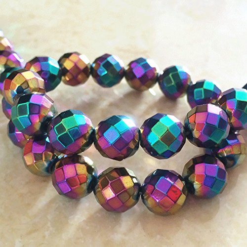 jartc Perlen Für Energie Armbänder Yoga Armband Armband DIY Natürlichen Perlen Nichtmagnetische Facettiert Regenbogen Hematit 45 Stück, 34 cm, 8 mm von jartc