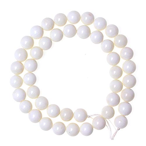jartc Perlen Für Energie Armbänder Yoga Armband Armband DIY Naturstein Perlen Weiße Koralle 38 Stück, 34 cm, 10 mm von jartc