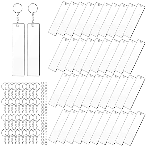 jayzee 120 StüCk Rechteckiger Acryl SchlüSsel AnhäNger Transparenter Acryl SchlüSsel AnhäNger von jayzee