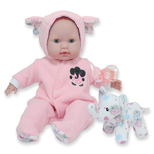 JC TOYS Berenguer Boutique-Puppe, 38 cm, weicher Körper, Augen öffnen und schließen, inklusive Kleidung und Plüschtier, Elefant, Rosa, entworfen von Berenguer, ab 2 Jahren von jc toys