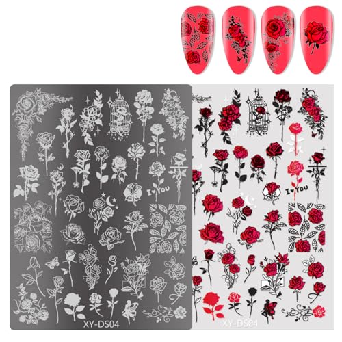 French Nails Stamping Plates Nails Stamps Stencils Flowers Nails Plates Manicure Print Stencils Nails Art Stamp Tool von jdstty