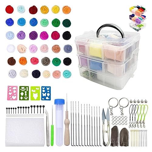 jdstty 36/48 Farben Nadelfilz Starter Sets Niedliches Wollfilzen Bastelbedarf Nadelfilz Sets Für Handwerk von jdstty