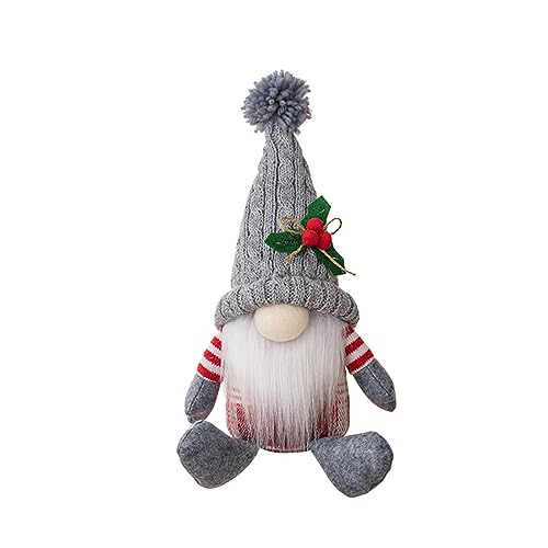 jdstty Weihnachtswichtel, Figur, Schreibtischdekoration, Strickmütze, Weihnachtsmann, Plüschtier, kleine Tischdekoration von jdstty