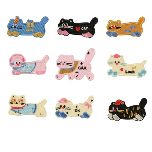 9 PCs Cartoon Katzen Bestickte Flecken Eisen Auf Tierdekoratives Nähen Bei Applikationen Für Kleidung 9 PCs Cartoon Katzen Bestickte Flecken Eisen Auf Tierdekoratives Nähen Bei Applikationen Für Kleidung von jebyltd