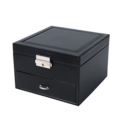 Koreanische Doppel-Schmuckschatulle, tragbare Schmuck-Aufbewahrungsbox, Schreibtisch-Organisation, Schmuckschatulle (Farbe: D, Größe: wie abgebildet) (schwarz, wie abgebildet) von jehdfbvssjcbcsvfd