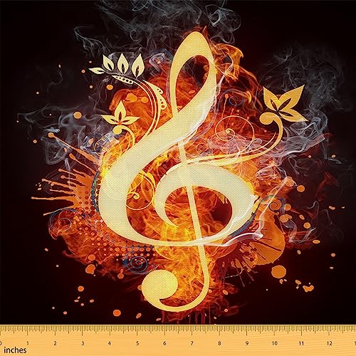 jejeloiu Musical Party Stoff by The Yard, Musical Themed Polsterstoff für Stühle, Flamme Smog Dekorativer wasserdichter Outdoor-Stoff, 2 Yards, Schwarz Gold von jejeloiu