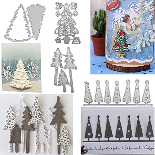 jenich 4Pcs Stanzschablone Stanzformen Prägeschablonen Cutting Dies Schablonen Metall Weihnachten Weihnachtsbaum Stanzbögen für Scrapbooking DIY Karten Album Kunsthandwerk von jenich