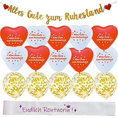 Endlich Ruhestand Deko Rente Deko Alles Gute zum Ruhestand Girlande Ruhestand Schärpe Ballon Banner deko für Ruhestand Renter Party Rente Abschiedsfeier Pension Senior Privatmann von jenich