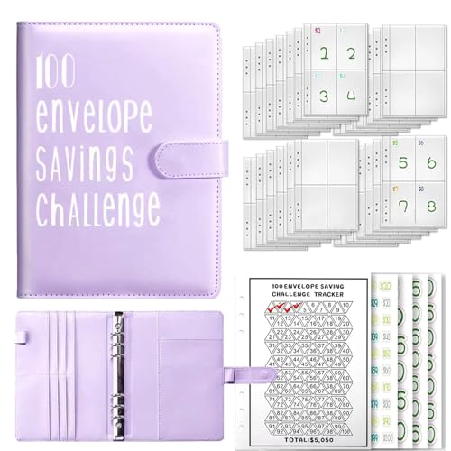 Budget Planner A5 Budgetplaner Geld Organizer mit 100 Tage Challenge Sparen Ringbuch Finanzplaner Binder Taschen Budget Planer Sparbuch Budget Binder Sparen Mappe Cash Stuffing Startset (Lisa) von jenniehome