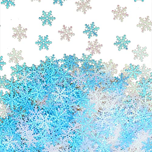 600 Stück Schneeflocken Konfetti Dekorationen für Weihnachten, Blau und Weiß, Weihnachten Schneeflocke Tischkonfetti Weiß Blau Tischkonfetti Schneeflocken Dekorationen Schneeflocken Konfetti von jeufun