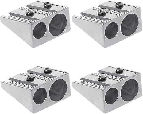 Magnesium-Bleistiftspitzer, Hand-Bleistiftspitzer, Metall-Bleistiftspitzer Magnesium, 2-Loch-Bleistiftspitzer, Magnesiumlegierung, Keilprofil, Magnesiumlegierung, Bleistiftspitzer (4 Stück) von jiazhiyi