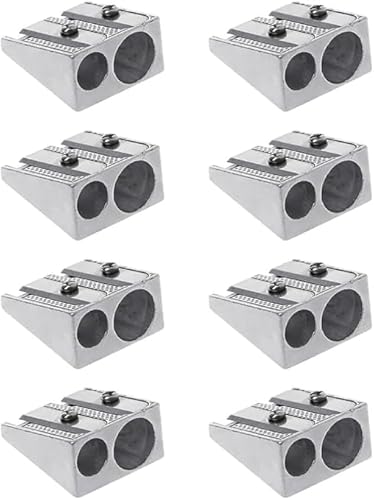 Magnesium-Bleistiftspitzer, Hand-Bleistiftspitzer, Metall-Bleistiftspitzer Magnesium, 2-Loch-Bleistiftspitzer, Magnesiumlegierung, Keilprofil, Magnesiumlegierung, Bleistiftspitzer (8 Stück) von jiazhiyi