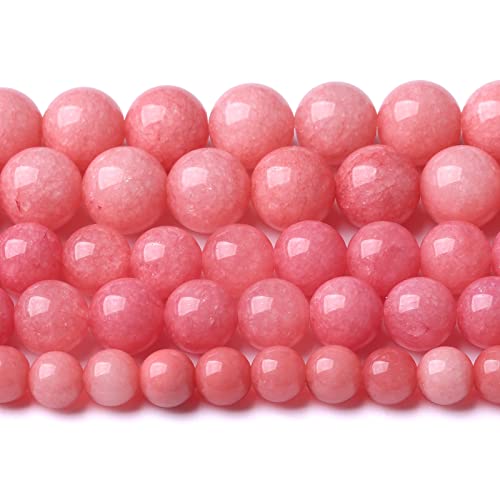 10 mm Naturstein-Perlen, rosa Jade, Rhodochrosit, Chalcedon, Perlen für Schmuckherstellung, DIY-Armband, 2 Stränge, 75 Stück von jiejinyu