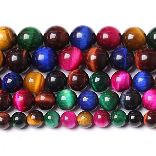 6 mm, bunte Tigerauge, Natursteinperlen, Kristall-Abstandshalter, lose Perlen für Schmuckherstellung, DIY-Armband, 1 Strang, 38,1 cm, 60 Stück von jiejinyu