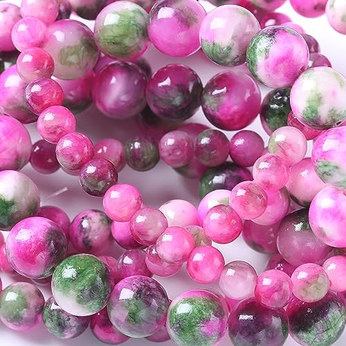 jiejinyu Abstandshalter aus persischer Jade, lose Perlen für Schmuckherstellung, Armband, Halskette, 12 mm, 32 Stück, Pink-grüne persische Jade, (CMC) von jiejinyu