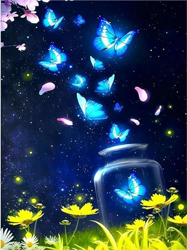 jieyisier Butterfly Diamond Painting, Diamant Painting Schmetterling Bilder Erwachsene Kinder, Diamond Art Kits für Deko Wohnzimmer Geschenke 12x16 Zoll von jieyisier