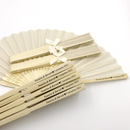 Personalisierte Fächer Hochzeit Handfächer Hochzeit Deko Fächer Weiß Faltfächer Gastgeschenk Fecher Sommer Hochzeit, Hochzeitsdeko Hand Fan Asiatische Deko für Geburttag Party Wedding (beige,30pcs) von jifu