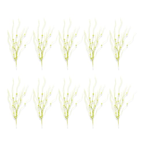 jiingekk 10 Stück synthetische Blätterzweige, glitzernde Weihnachtsspieße, kunstvolle Blumenblätter für Feiertage, Blumenarrangements, Urlaubsdekorationen jiingekk 10 Stück synthetische Blätterzweige, glitzernde Weihnachtsspieße, kunstvolle Blumenblätter für Feiertage, Blumenarrangements, Urlaubsdekorationen von jiingekk