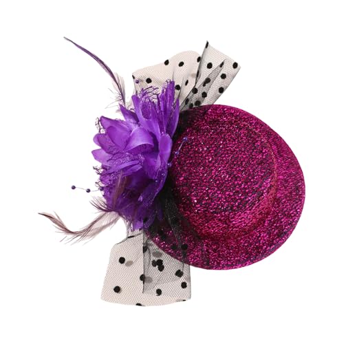 jiingekk Fascinator aus Netzstoff, 20er-Jahre-Mottoparty, Haarnetz, Haarspange mit Blumen-Clipon, Hut, Maskeraden, Cocktail-Party, Verkleidungszubehör von jiingekk