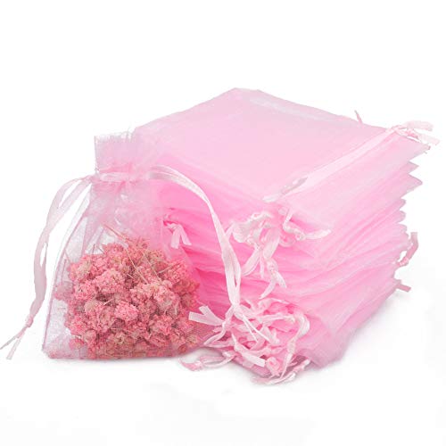 jijAcraft Organzasäckchen Groß Hochzeit Organza Beutel 13 * 18CM, 100 Stück mit Kordelzug, Bonbons Geschenk Schmuckbeutel (Rosa) von jijAcraft