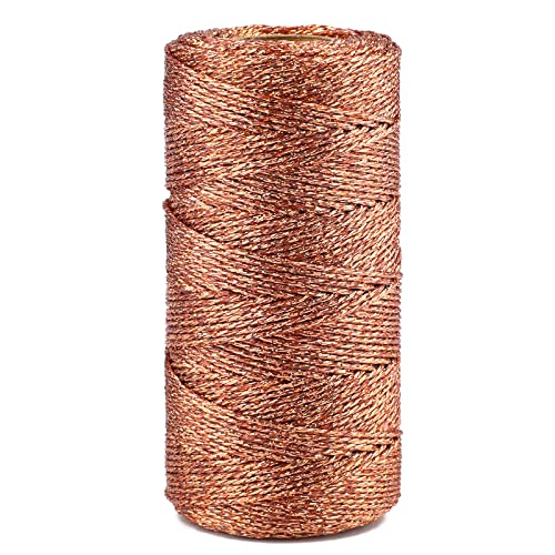 jijAcraft 1,5mm Roségold Schnur, 100M Roségold Metallic Kordel, DIY Bastelschnur für Basteln, Geschenkverpackung, Weihnachts Dekoration von jijAcraft